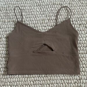 Abercrombie & Fitch Brown Spaghetti-Strap Crop Cami with Front Cutout